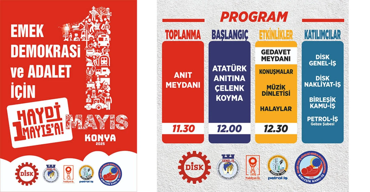 1 Mayıs’ta Sendikalardan Konya’da Program