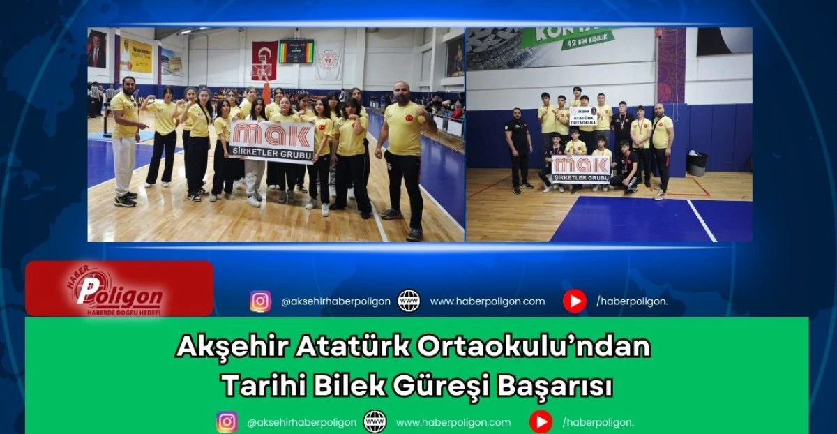 Akşehir Atat&uuml;rk Ortaokulu&rsquo;ndan Tarihi Bilek G&uuml;reşi Başarısı