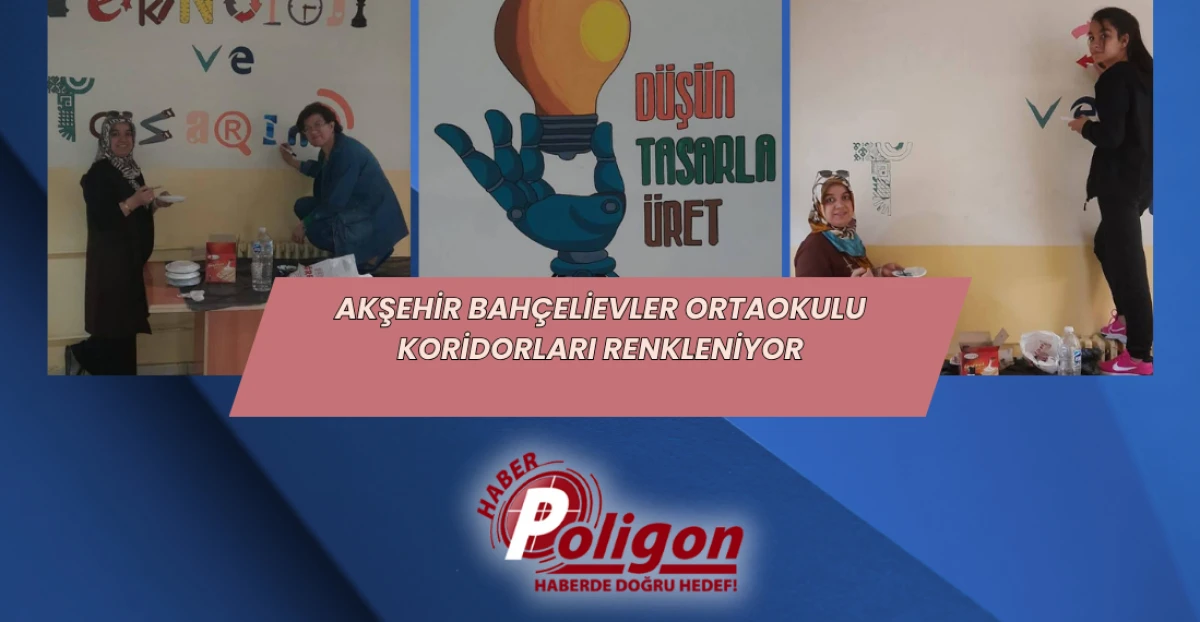 Akşehir Bahçelievler Ortaokulu Koridorları Renkleniyor