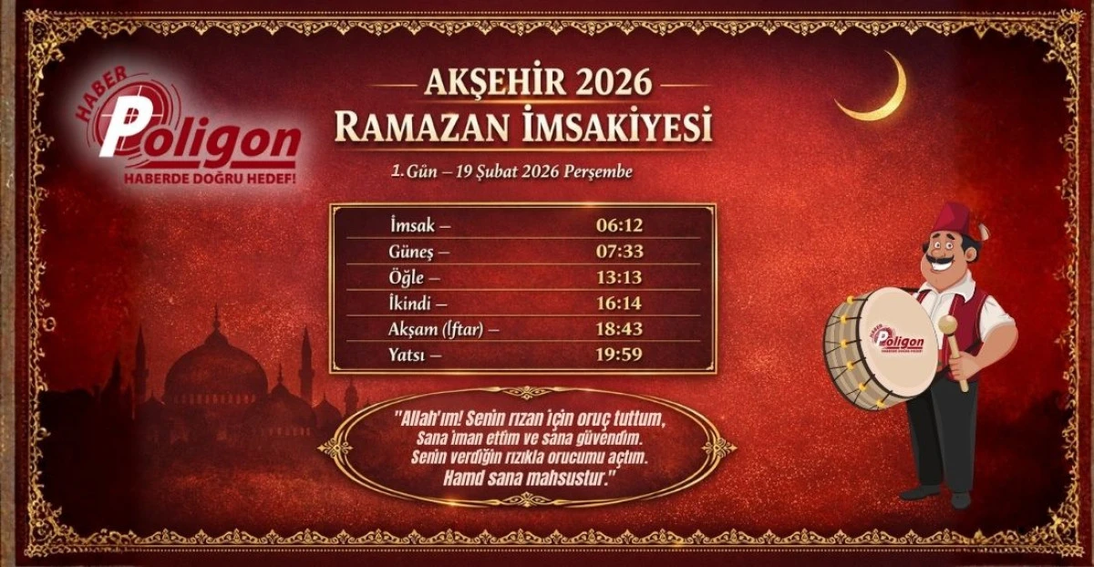 Akşehir İ&ccedil;in 19 Şubat 2026 Perşembe İmsakiyesi...