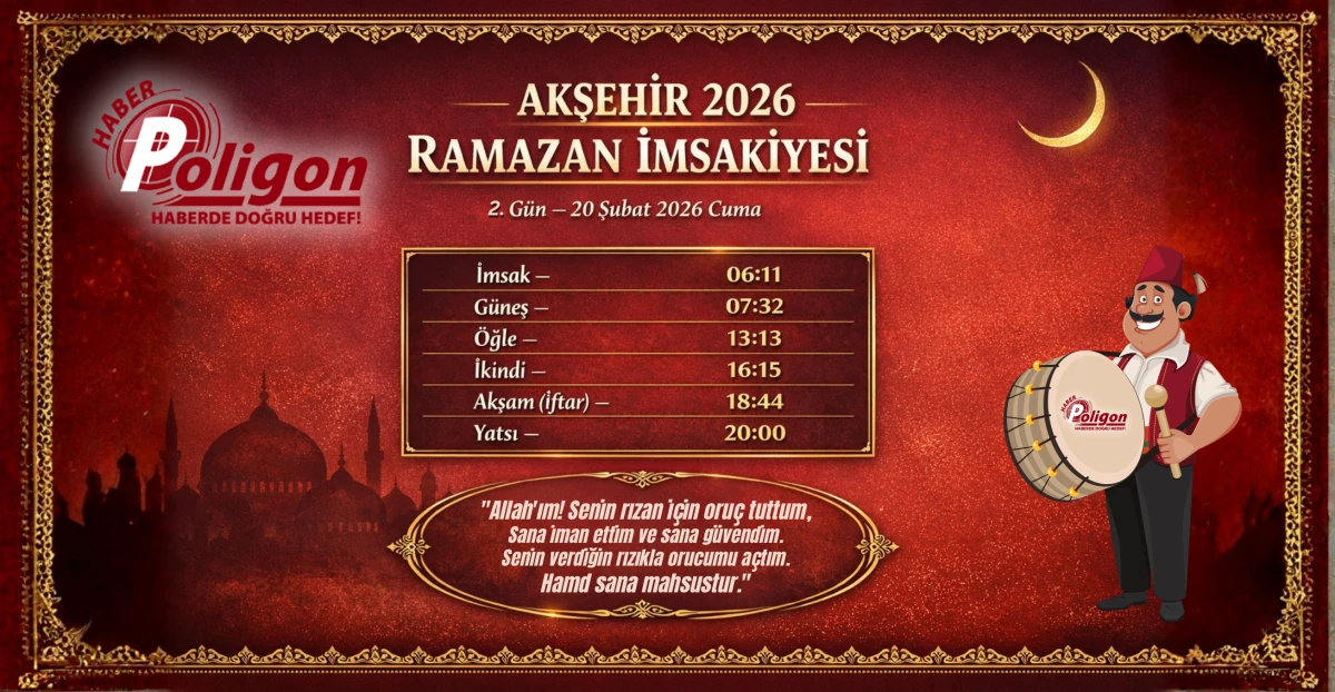 Akşehir İ&ccedil;in 20 Şubat 2026 Cuma İmsakiyesi...