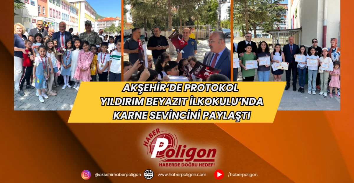 Akşehir’de Protokol Yıldırım Beyazıt İlkokulu’nda Karne Sevincini Paylaştı