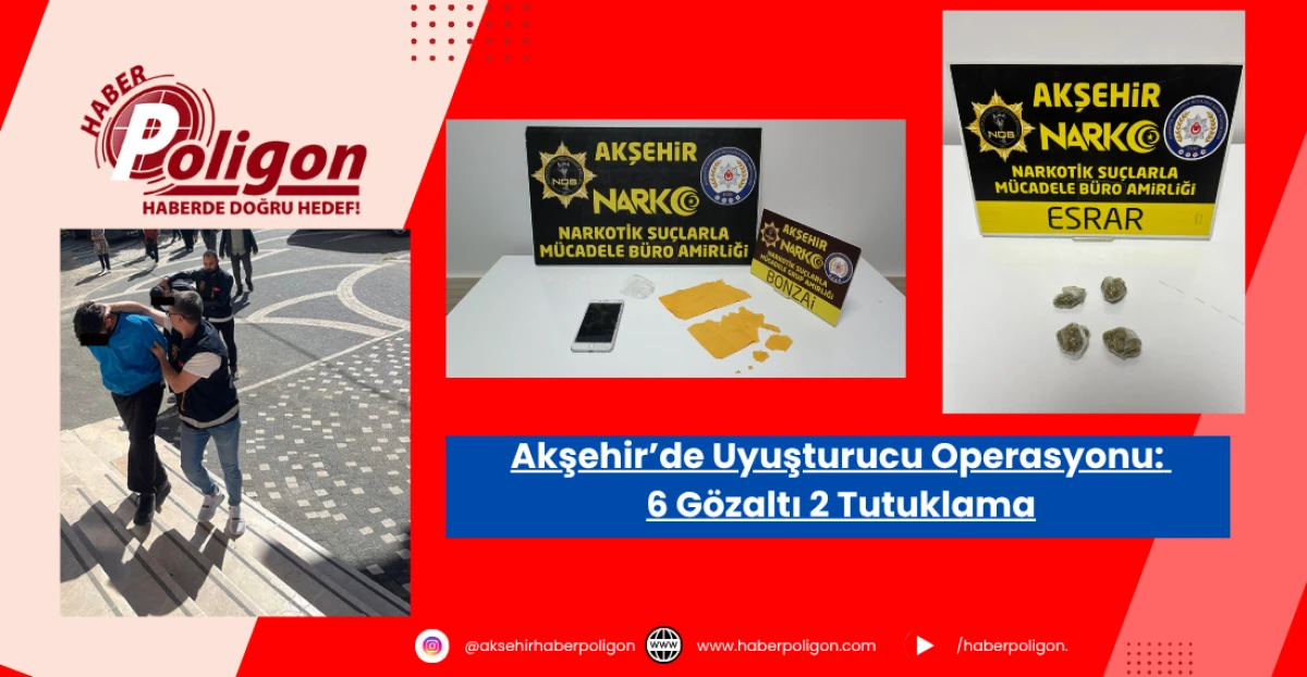 Akşehir’de Uyuşturucu Operasyonu: 6 Gözaltı 2 Tutuklama