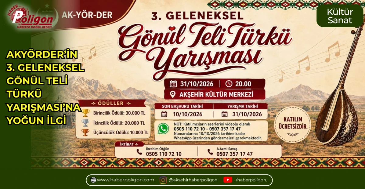AKY&Ouml;RDER&rsquo;İN 3. GELENEKSEL G&Ouml;N&Uuml;L TELİ T&Uuml;RK&Uuml; YARIŞMASI&rsquo;NA YOĞUN İLGİ