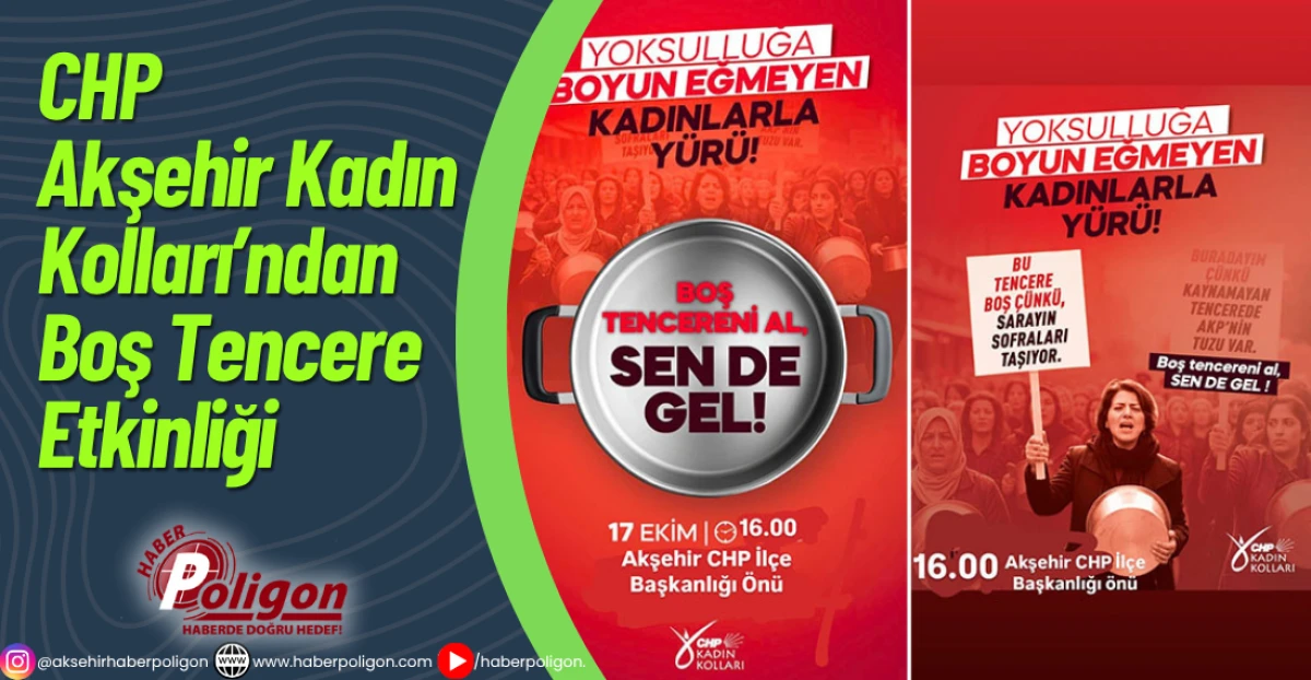 CHP Akşehir Kadın Kolları’ndan Boş Tencere Etkinliği
