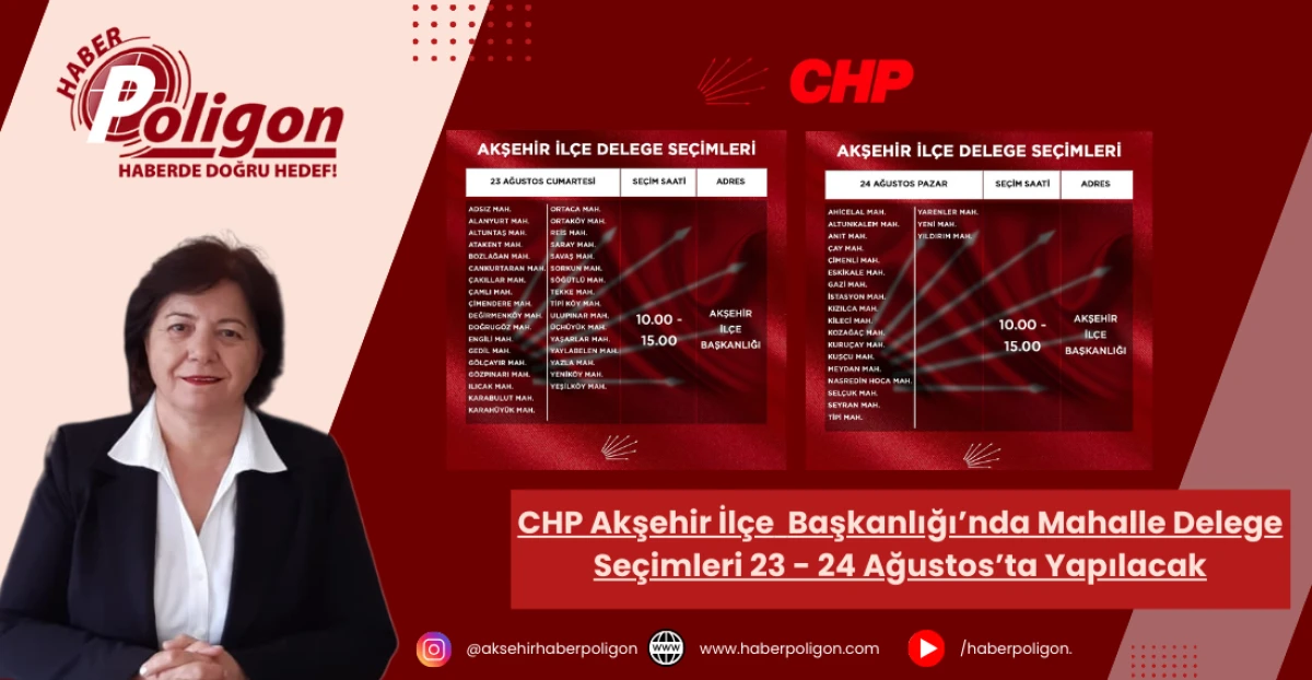 CHP Akşehir’de Mahalle Delege Seçimleri 23-24 Ağustos’ta Yapılacak