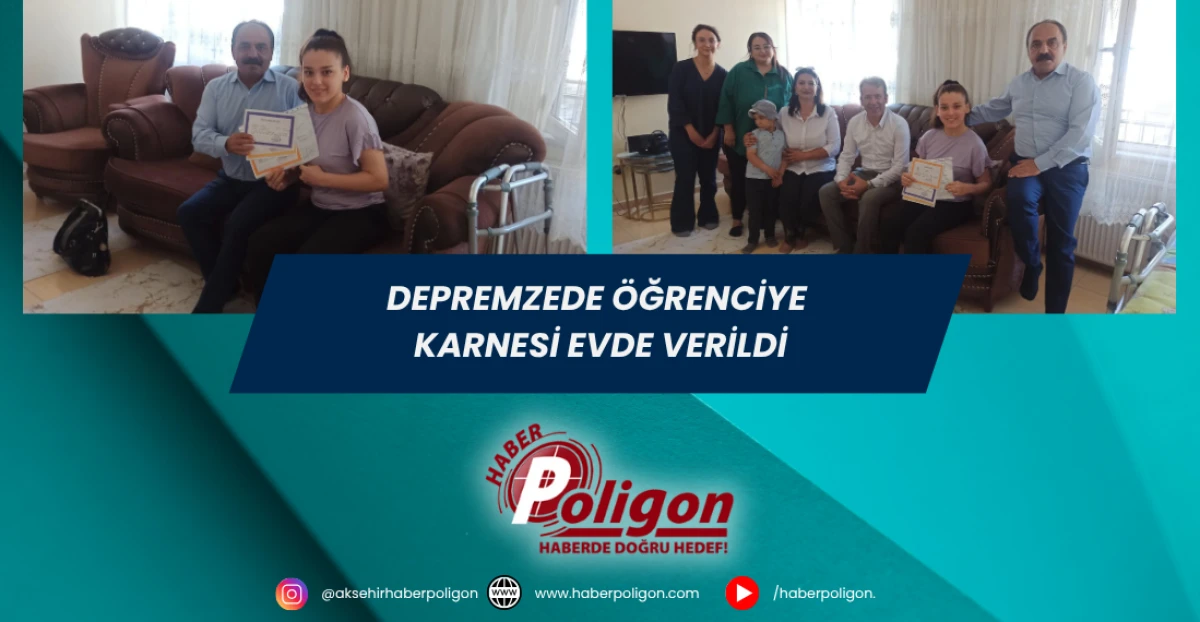 Depremzede Öğrenciye Karnesi Evde Verildi