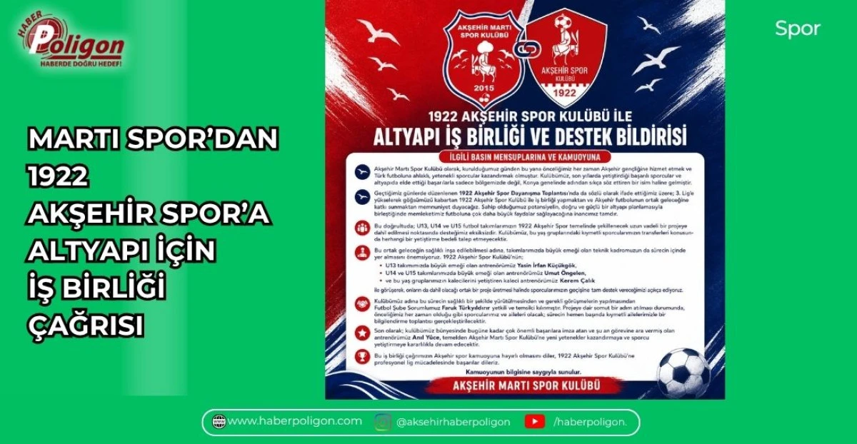 MARTI SPOR&rsquo;DAN 1922 AKŞEHİR SPOR&rsquo;A ALTYAPI İ&Ccedil;İN İŞ BİRLİĞİ &Ccedil;AĞRISI