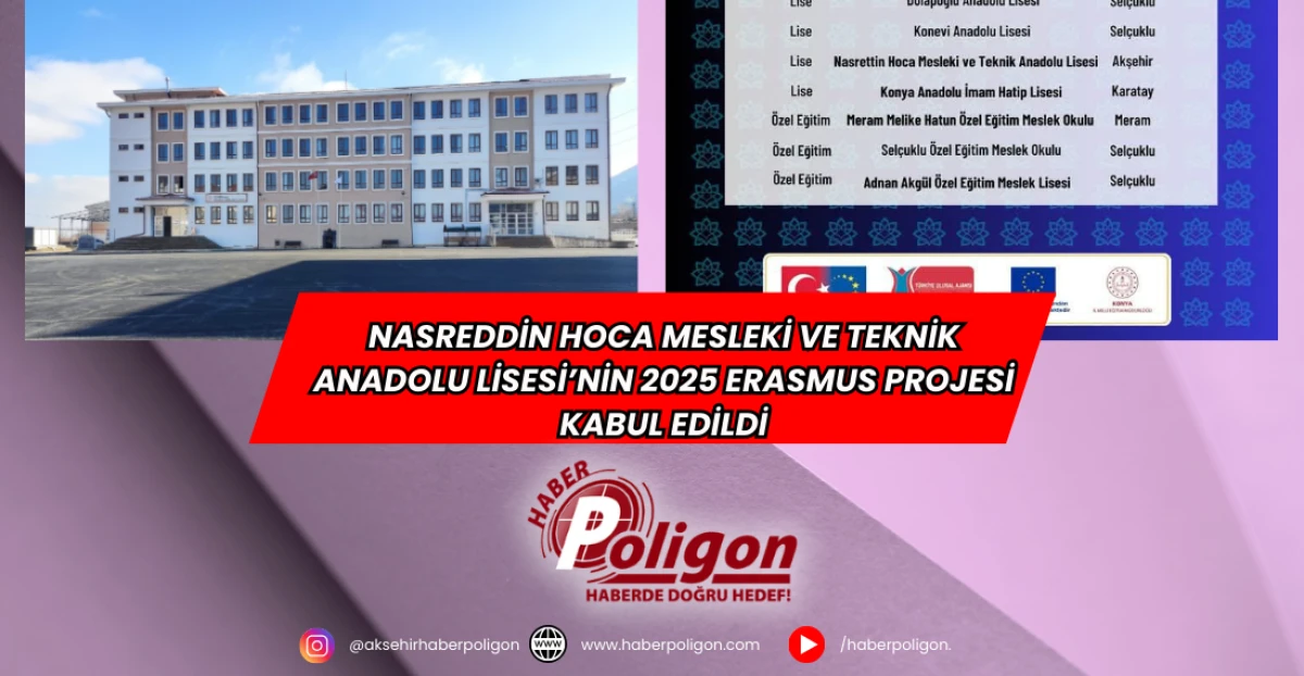 Nasreddin Hoca Mesleki ve Teknik Anadolu Lisesi’nin 2025 Erasmus Projesi Kabul Edildi
