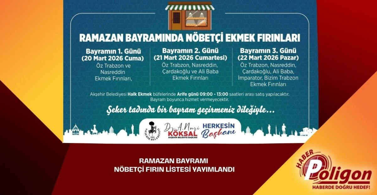 Ramazan Bayramı N&ouml;bet&ccedil;i Fırın Listesi Yayımlandı