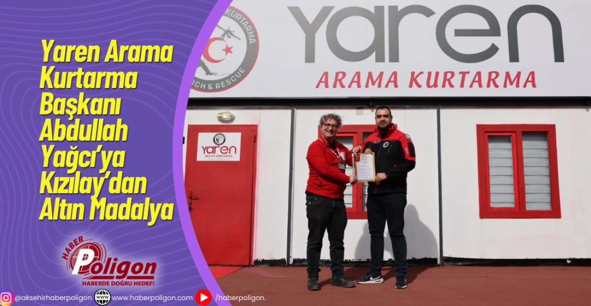 Yaren Arama Kurtarma Başkanı Abdullah Yağcı&rsquo;ya Kızılay&rsquo;dan Altın Madalya