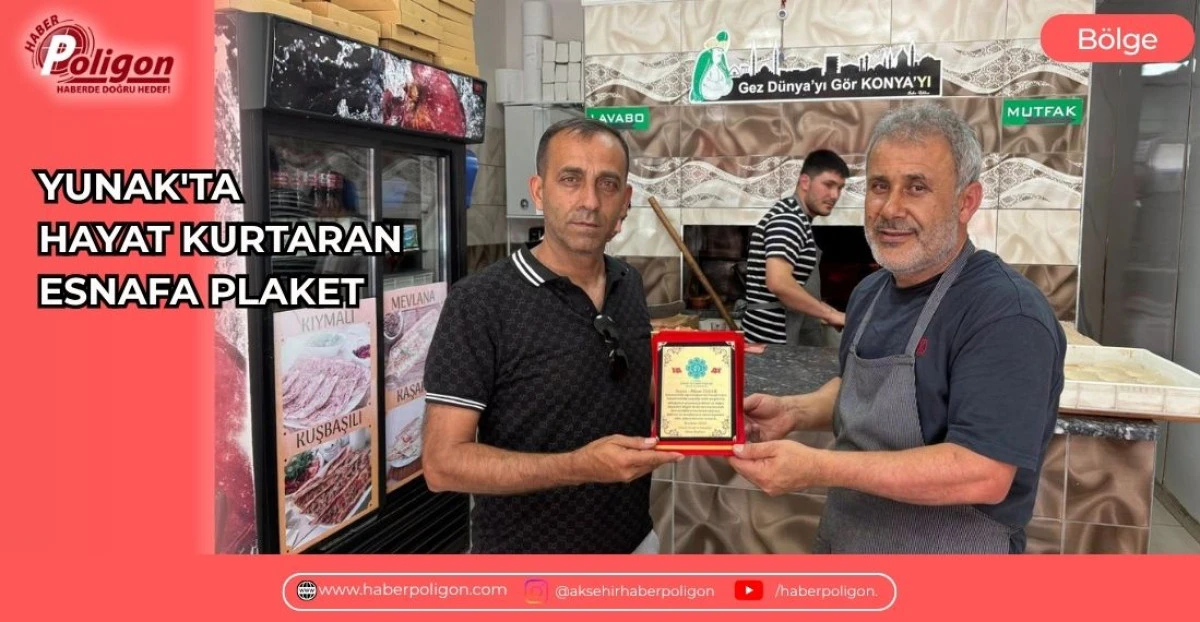 YUNAK'TA HAYAT KURTARAN ESNAFA PLAKET