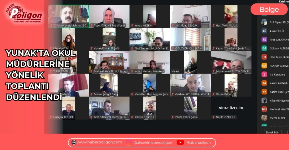 YUNAK&rsquo;TA OKUL M&Uuml;D&Uuml;RLERİNE Y&Ouml;NELİK TOPLANTI D&Uuml;ZENLENDİ